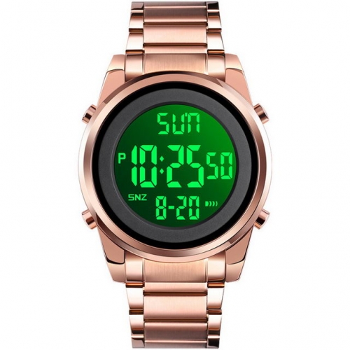 SKMEI High-grade Steel Band Multi-function Dual Time-zones Alarm Clock Waterproof Electronic Men's Watch
