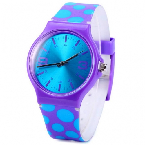 WL Simplicity Colorful Point Pattern Band Fashion Candy Color Matching Waterproof Quartz Kids Watch