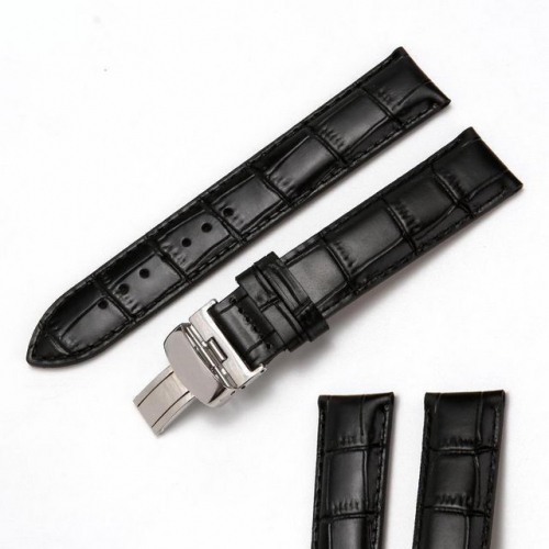 JMK Famous Brand Applicable Butterfly Double Clasp Bamboo Joint Pattern Waterproof Cowhide Leather Watch Strap
