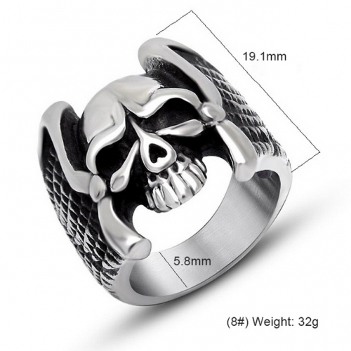Angel Wings Skull Ring Personality Trend Titanium Steel Wholesale  #SJ3742