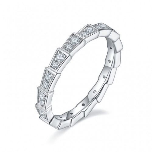 925 Sterling Silver Female Ring Mozanstone Ring Trapezoidal Mechanical Snake Row Ring Wholesale 925 Silver Jewelry