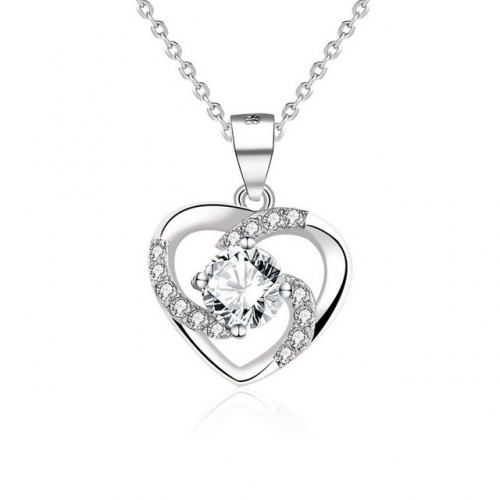 S925 Sterling Silver Diamond Heart Pendant Simple Love Pendant 925 Silver Wholesale