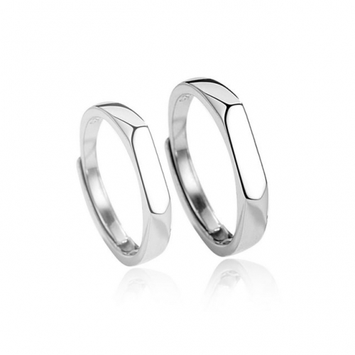 S925 Sterling Silver Ring Simple Couple Ring Adjustable Opening Lover Ring