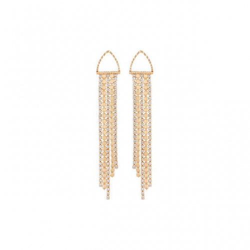18K Gold-Plated Earrings Geometric Zircon Earrings Long Tassel Earrings