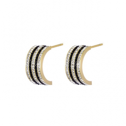 Rose Gold Geometric Stud Earrings Simple Black And White Earrings Micro-Set Zircon Stud Earrings