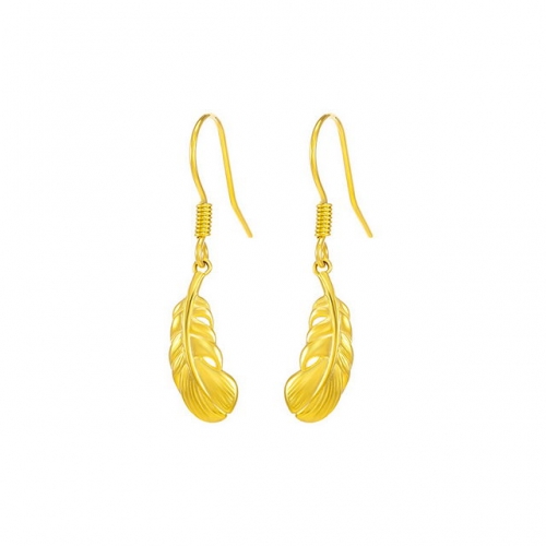 Fashion Wedding Earrings Leaf Ear Hooks Plated 24K Gold Earrings Wholesale