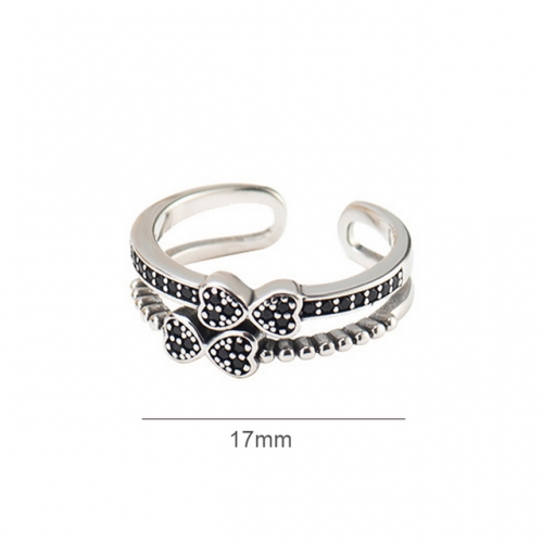 925 Sterling Silver Ring Female Simple Open Ring Trend Bow Ring Wholesale