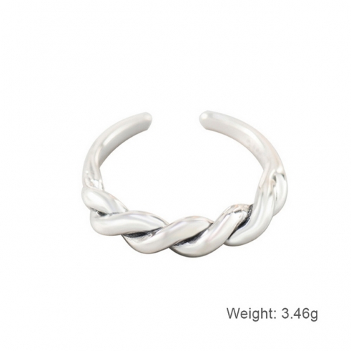 925 Sterling Silver Ring Female Simple Open Ring Retro Interwoven Winding Ring Wholesale