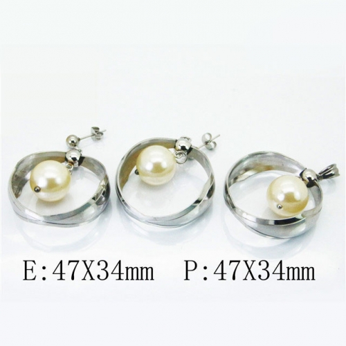 Wholesale Stainless Steel 316L Jewelry Pearl Sets NO.#BC64S1160PD