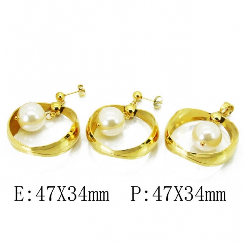Wholesale Stainless Steel 316L Jewelry Pearl Sets NO.#BC64S1161HHW
