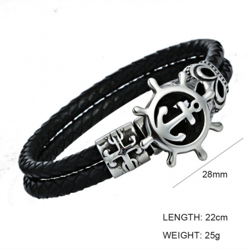 BC Wholesale Jewelry Anchor Leather Bracelet NO.#SJ6BB190086