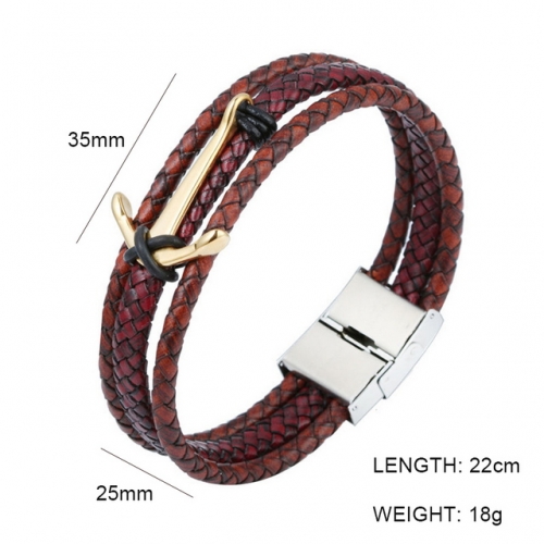 BC Wholesale Jewelry Anchor Leather Bracelet NO.#SJ6BB190371