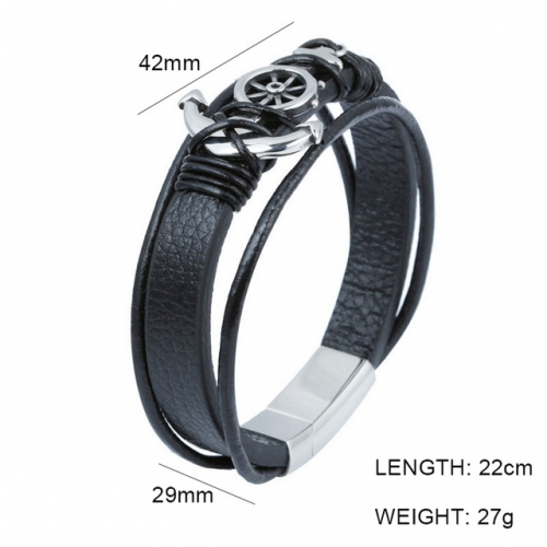 BC Wholesale Jewelry Anchor Leather Bracelet NO.#SJ6BB190364