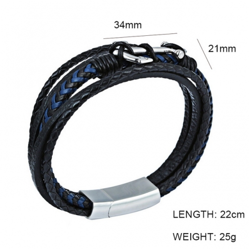 BC Wholesale Jewelry Anchor Leather Bracelet NO.#SJ6BB190359