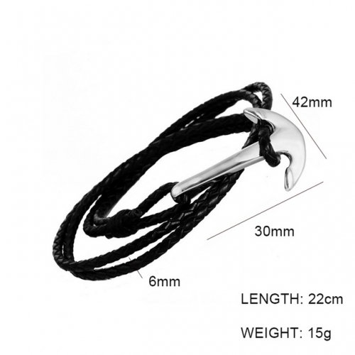 BC Wholesale Jewelry Anchor Leather Bracelet NO.#SJ6BBL190012