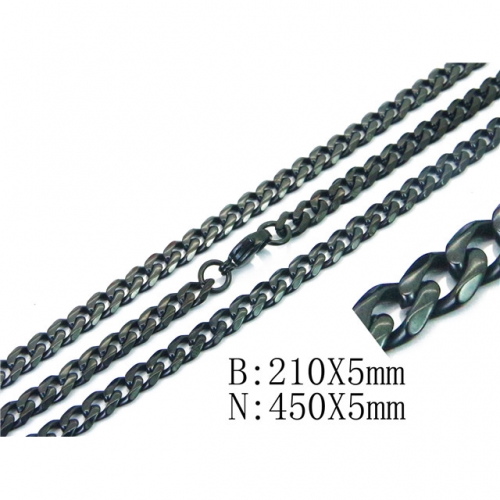 BC Jewelry Wholesale Stainless Steel 316L Necklace & Bracelet Set NO.#BC40S0366HJL