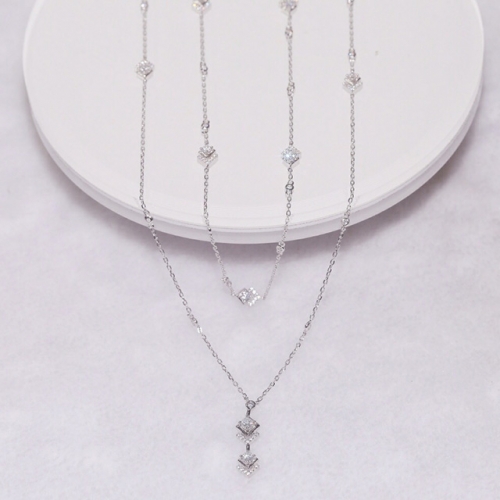 925 Silver Jewelry Fashion CZ Silver Necklace NO.#925J6N023
