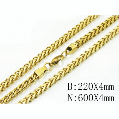 BC Wholesale Stainless Steel 316L Necklace Bracelet Jewelry Set NO.#BBC73S0108HOA