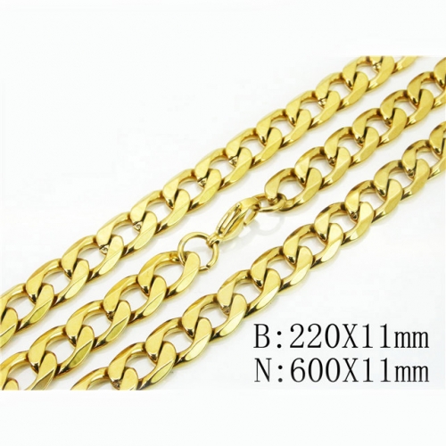 BC Wholesale Stainless Steel 316L Necklace Bracelet Jewelry Set NO.#BBC73S0113IOA