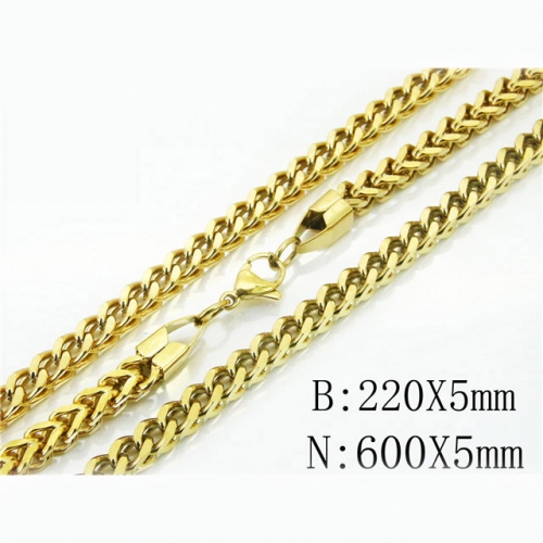 BC Wholesale Stainless Steel 316L Necklace Bracelet Jewelry Set NO.#BBC73S0110IHE