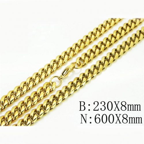BC Wholesale Stainless Steel 316L Necklace Bracelet Jewelry Set NO.#BBC73S0119JJX