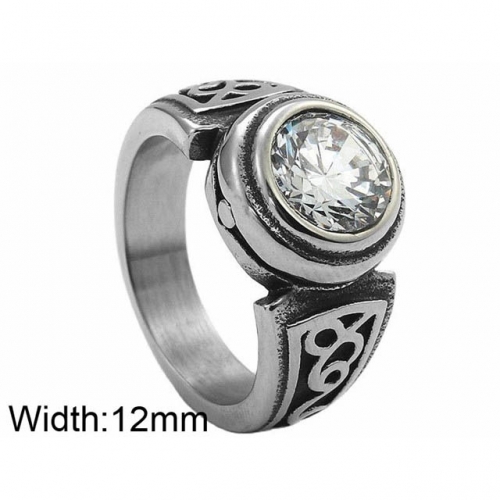 BC Wholesale Jewelry Stainless Steel 316L Jewelry Big CZ Rings NO.#SJ49R603