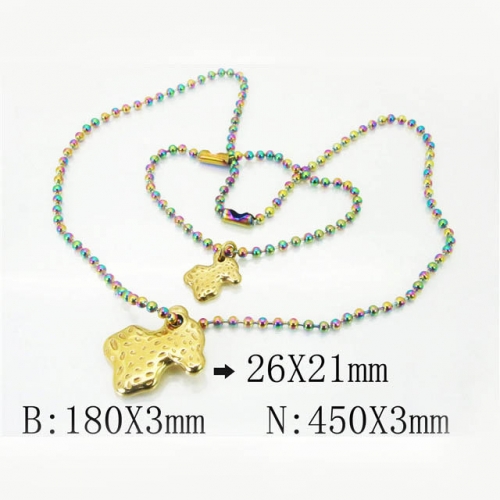 BC Wholesale Jewelry Set Stainless Steel 316L Necklace Bracelet Jewelry Set NO.#BC21S0299ILT