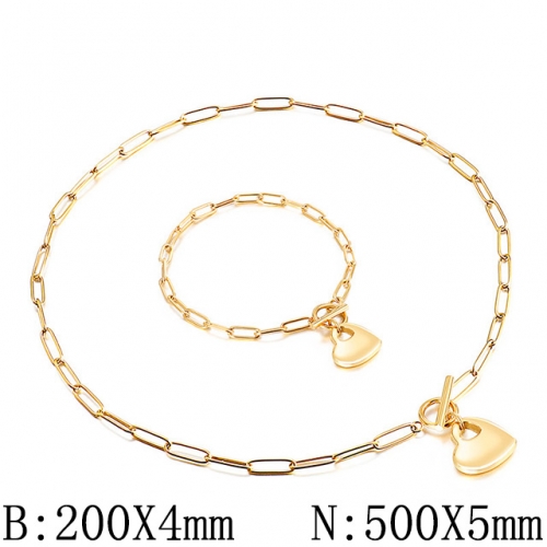BC Wholesale Jewelry Set Stainless Steel 316L Necklace Bracelet Jewelry Set NO.#SJ53S136636