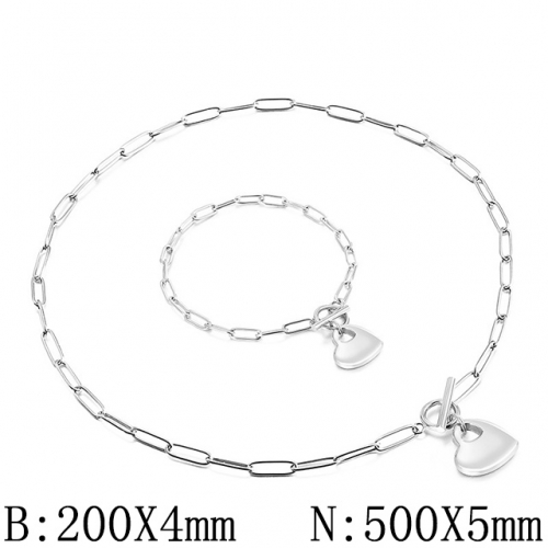 BC Wholesale Jewelry Set Stainless Steel 316L Necklace Bracelet Jewelry Set NO.#SJ53S136637