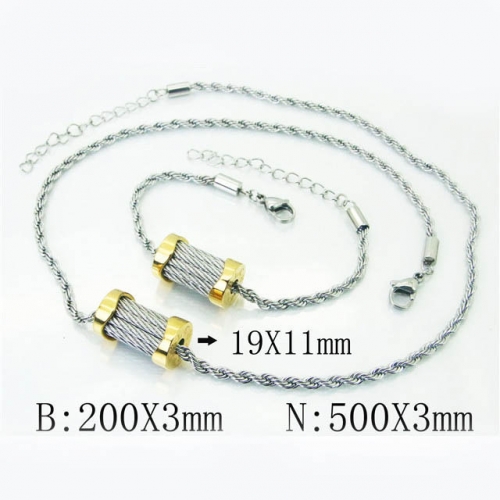 BC Wholesale Jewelry Set Stainless Steel 316L Necklace Bracelet Jewelry Set NO.#BC51S0001KFF