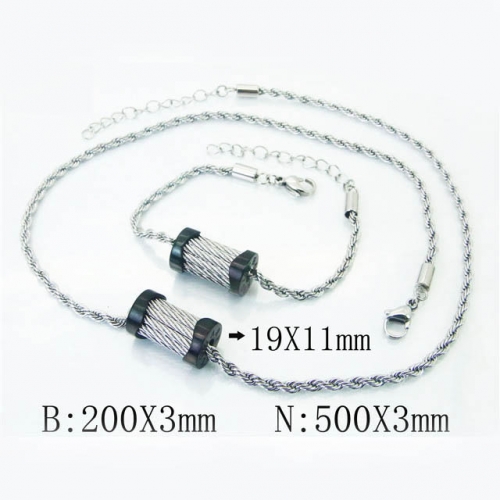 BC Wholesale Jewelry Set Stainless Steel 316L Necklace Bracelet Jewelry Set NO.#BC51S0003KEE